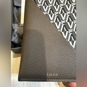 Aman Leather Passport Sleeve - Monogram Aman Grey